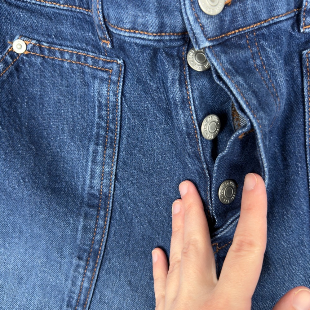 LOFT The Straight Jeans Mid Wash High Rise Button Fly Denim Women's Size 10 - Picture 5 of 10